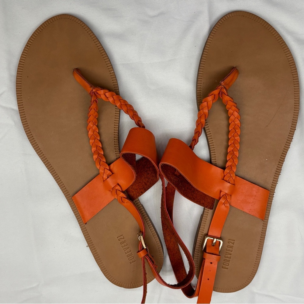 Forever 21 Orange Braided Sandals